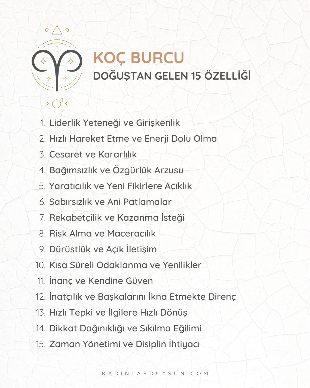 Burçların Doğuştan Gelen 15 Özelliği