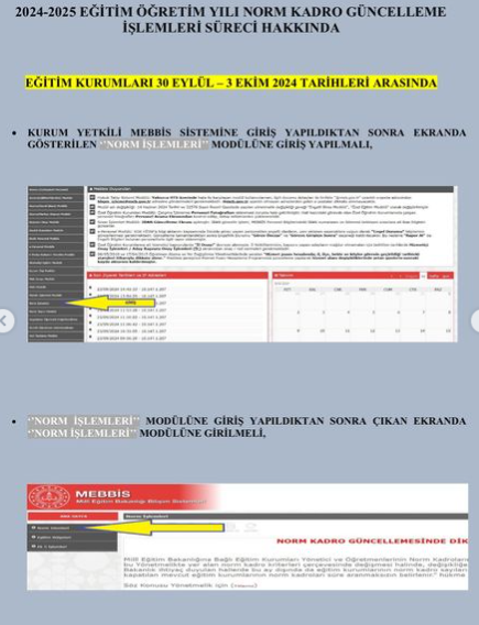 2024-2025 Norm Kadro Güncelleme İşlem Basamakları