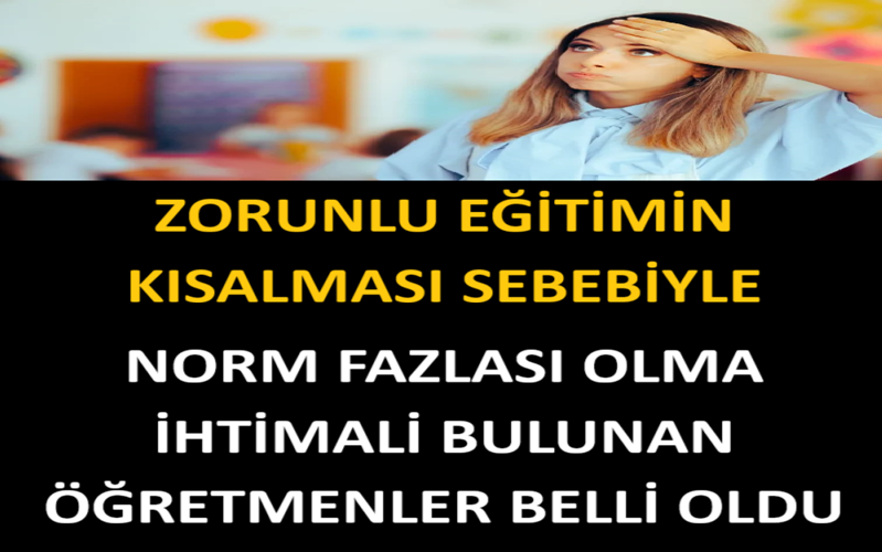 Zorunlu Eğitimin Kısalması Sebebiyle Norm Fazlası Olma İhtimali Bulunan Öğretmenler Belli Oldu