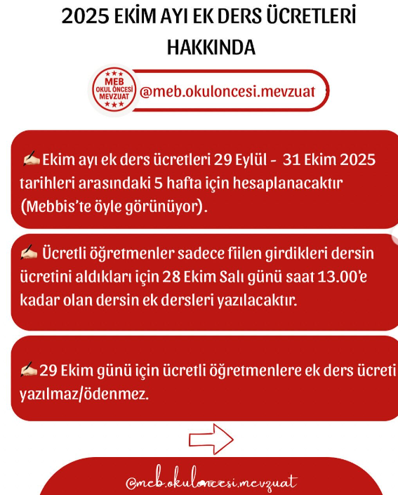 Ekim Ayı Ek Ders Ücretlerine İlişkin Önemli Açıklama