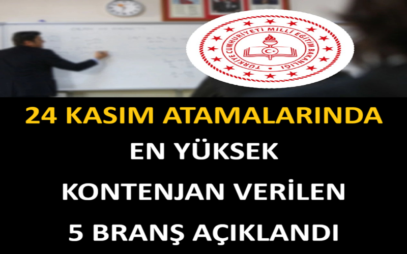 24 Kasım Atamalarında En Yüksek Kontenjan Verilen 5 Branş Açıklandı
